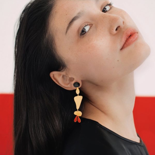 Joan Mir?? Gold-Plated Linear Shapes Earrings