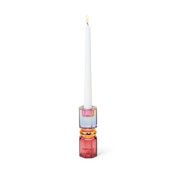 Faceted Crystal Candle Holder - Multi