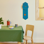 Modern Pendulum Wall Clock - Blue/ Orange