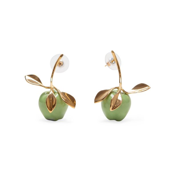 Andr??s Gallardo Green Apple Stem Gold-Plated Post Earrings