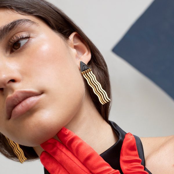 Joan Mir?? Gold-Plated Triangle Waves Earrings