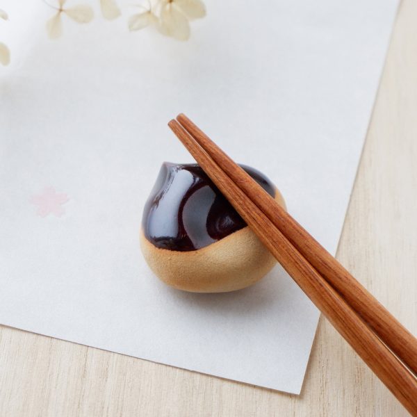 Japanese Ceramic Food Chopsticks Rest - Chestnut Bun