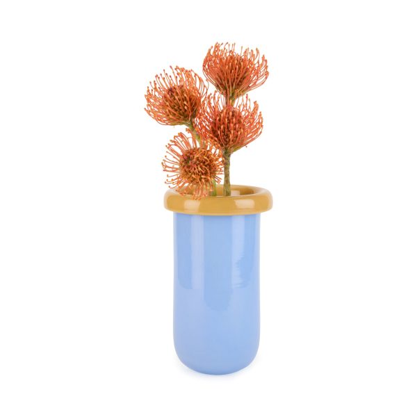 Plegado Glass Vase - Sky Blue/ Yellow