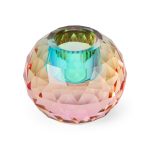 Faceted Orb Crystal Candleholder - Peach/ Teal