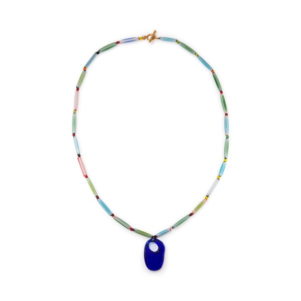 Suplais Recycled Glass Long Beaded Pendant Necklace