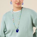 Suplais Recycled Glass Long Beaded Pendant Necklace