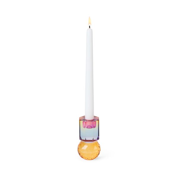 Faceted Crystal Candle Holder - Multi