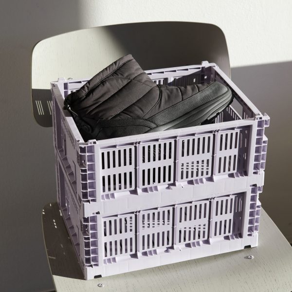 HAY Recycled Plastic Collapsible Color Crate - Lavender