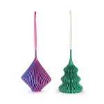 3D-Printed Holiday Ornaments - Set of 2 - Sage/Passion Fruit