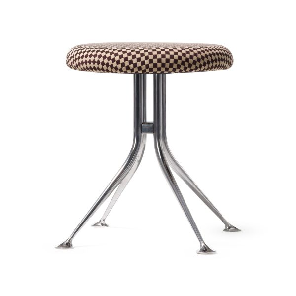 Alexander Girard Upholstered Stool from Herman Miller - Checker Sienna Dark/ Khaki