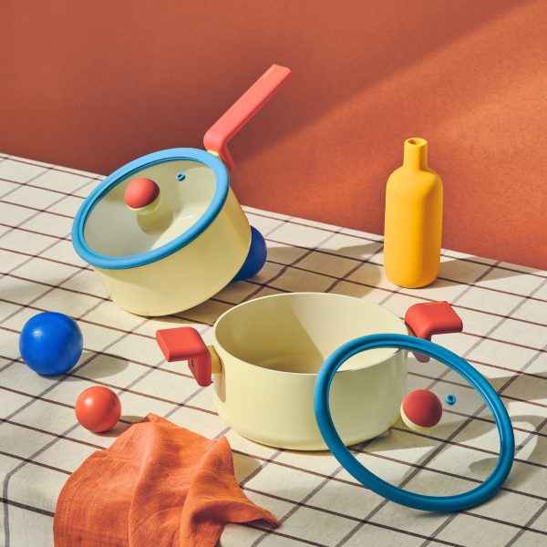 Geometric Non-Stick Cookware - Yellow/ Rust