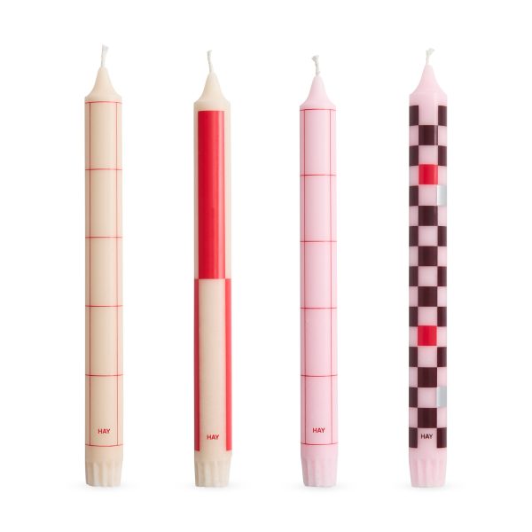 HAY Pattern Taper Candle - Reds/ Bordeaux
