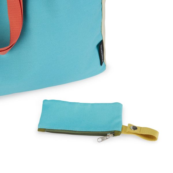 Colorful Oversized Cotton Canvas Tote Bag - Blue