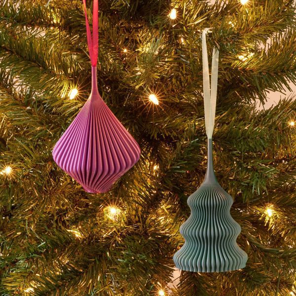 3D-Printed Holiday Ornaments - Set of 2 - Sage/Passion Fruit