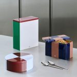 HAY Tin Container - Off White/ Burgundy/ Green