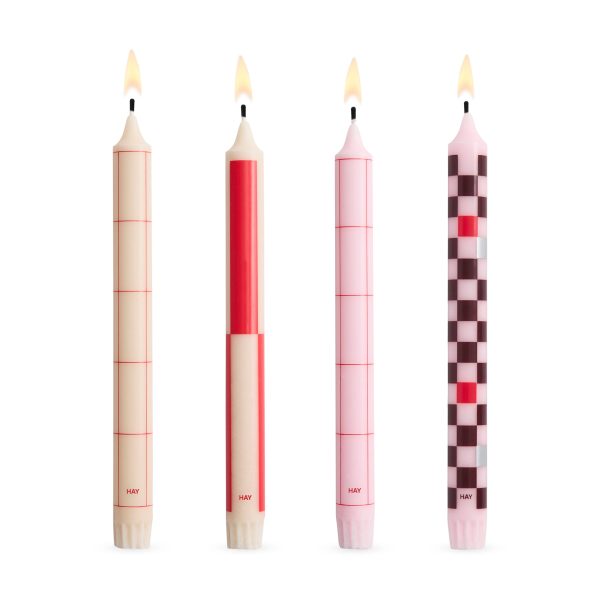 HAY Pattern Taper Candle - Reds/ Bordeaux