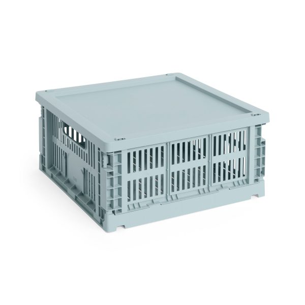 HAY Recycled Storage Bin Collapsible Plastic Lid - Dusty Blue