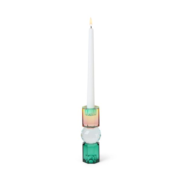 Faceted Crystal Candle Holder - Multi