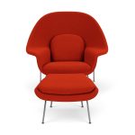 Knoll Womb Lounge Chair & Ottoman by Eero Saarinen - Red