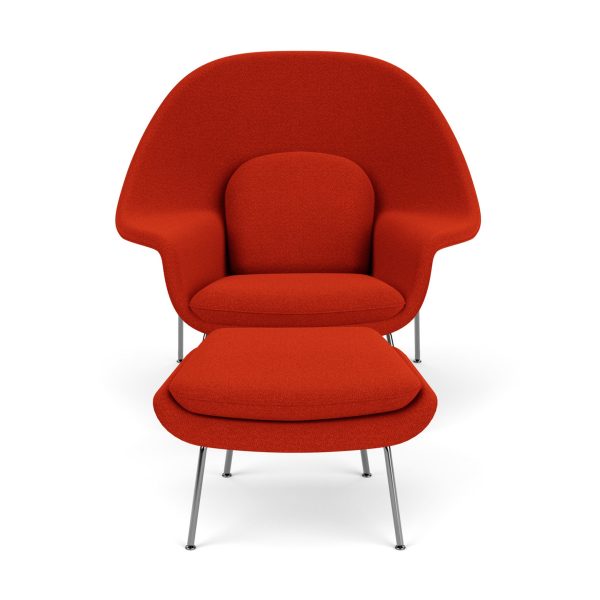 Knoll Womb Lounge Chair & Ottoman by Eero Saarinen - Red