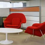 Knoll Womb Lounge Chair & Ottoman by Eero Saarinen - Red