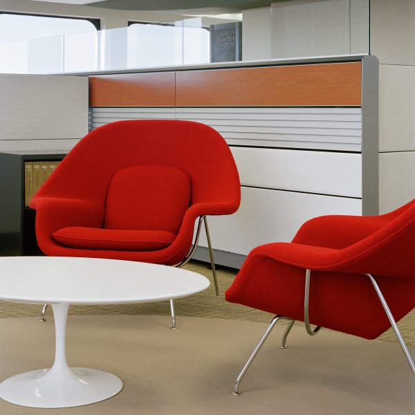 Knoll Womb Lounge Chair & Ottoman by Eero Saarinen - Red