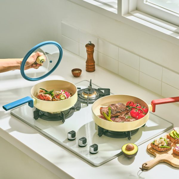 Geometric Non-Stick Cookware - Yellow/ Rust