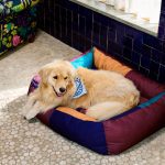 HAY Dog Bed in Recycled Polyester - Burgundy/ Green