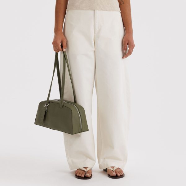 Baggu Recycled Leather Bowler Bag - Loden