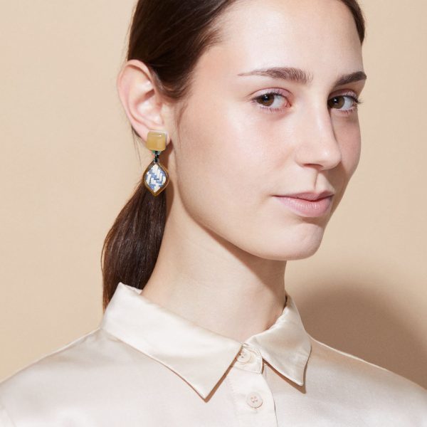 Finn Vita Drop Earrings - Natural/ Blue