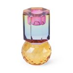 Faceted Crystal Candle Holder - Multi