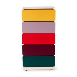 5-Drawer Pivot Cabinet - Yellow/ Red/ Green