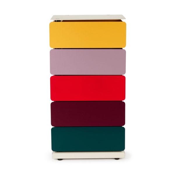 5-Drawer Pivot Cabinet - Yellow/ Red/ Green
