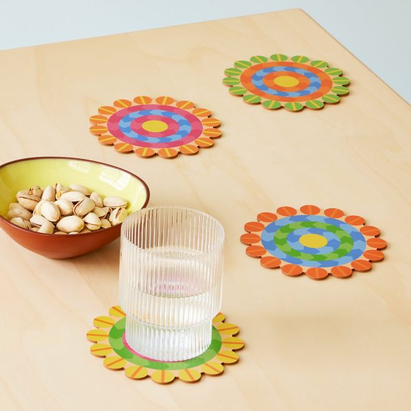Yinka Ilori Radiant Blooms Recycled Leather Coasters - Set of 4