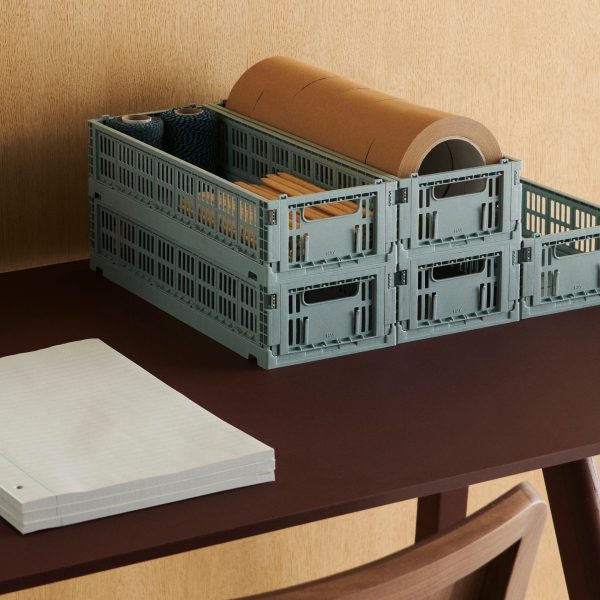 HAY Recycled Plastic Collapsible Color Crate - Dusty Blue