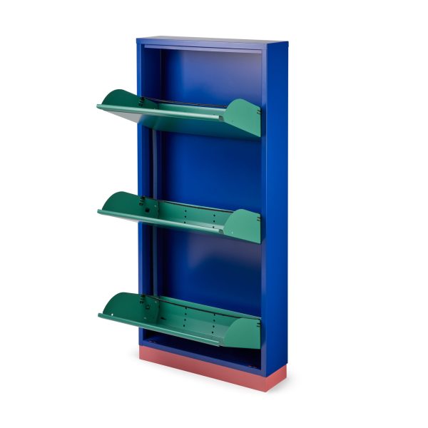 3-Drawer Shoe Rack & Storage Cabinet - Blue/ Green