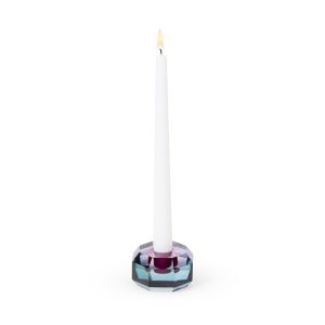 Faceted Octagon Crystal Candleholder - Blue/ Lilac