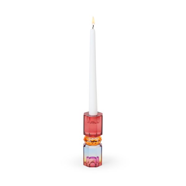 Faceted Crystal Candle Holder - Multi