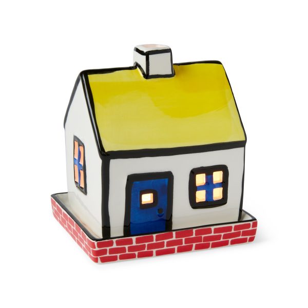 House Ceramic Tea Light Holder - Yellow