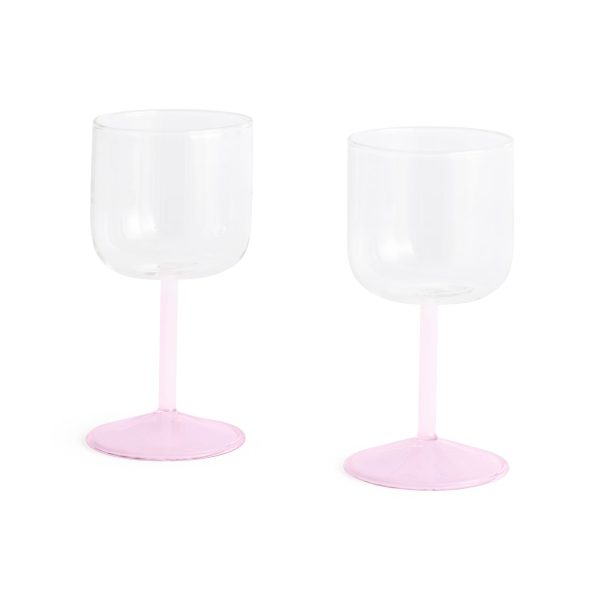 HAY Tint Wine Glasses - Set of 2 - Clear/ Jade Light Pink/ Light Pink