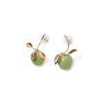 Andr??s Gallardo Green Apple Stem Gold-Plated Post Earrings