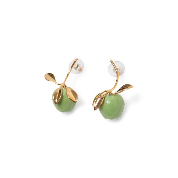 Andr??s Gallardo Green Apple Stem Gold-Plated Post Earrings